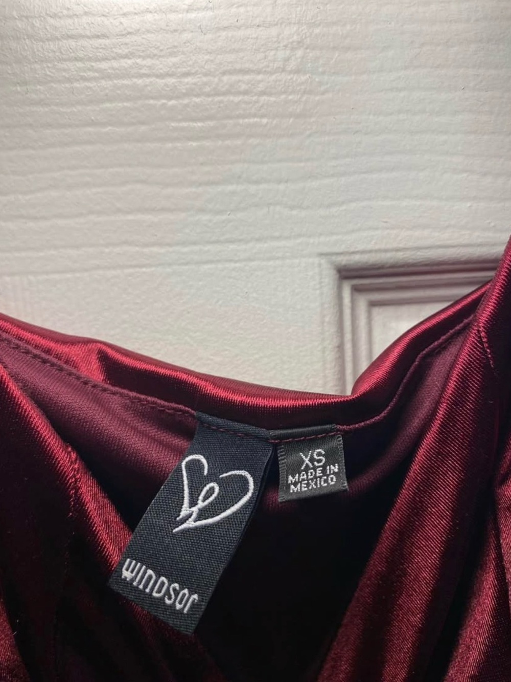 Wine Red Satin Windsor Bodycon Dress - Picture 2 of 3